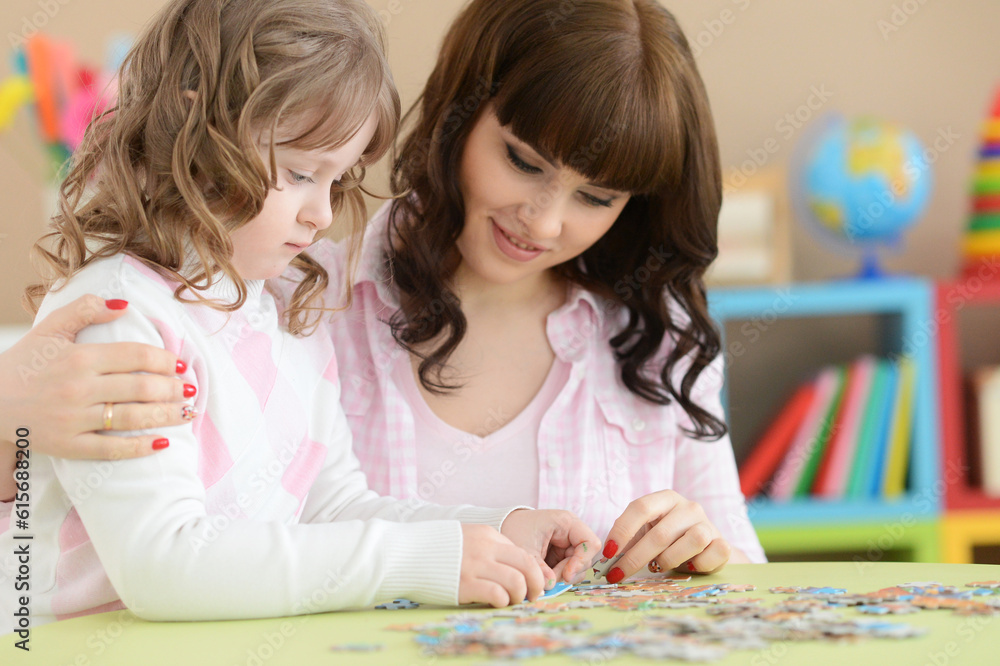 Mother with little daughter