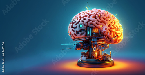 3d rendered illustration of a brain. Generative Ai. 