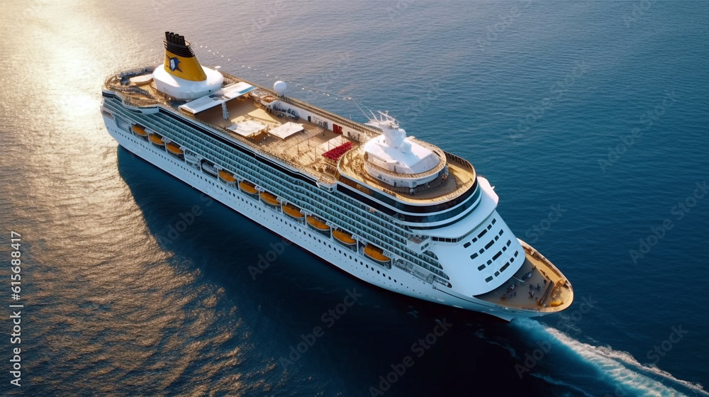 Fototapeta premium cruise ship in the sea. Generative Ai. 