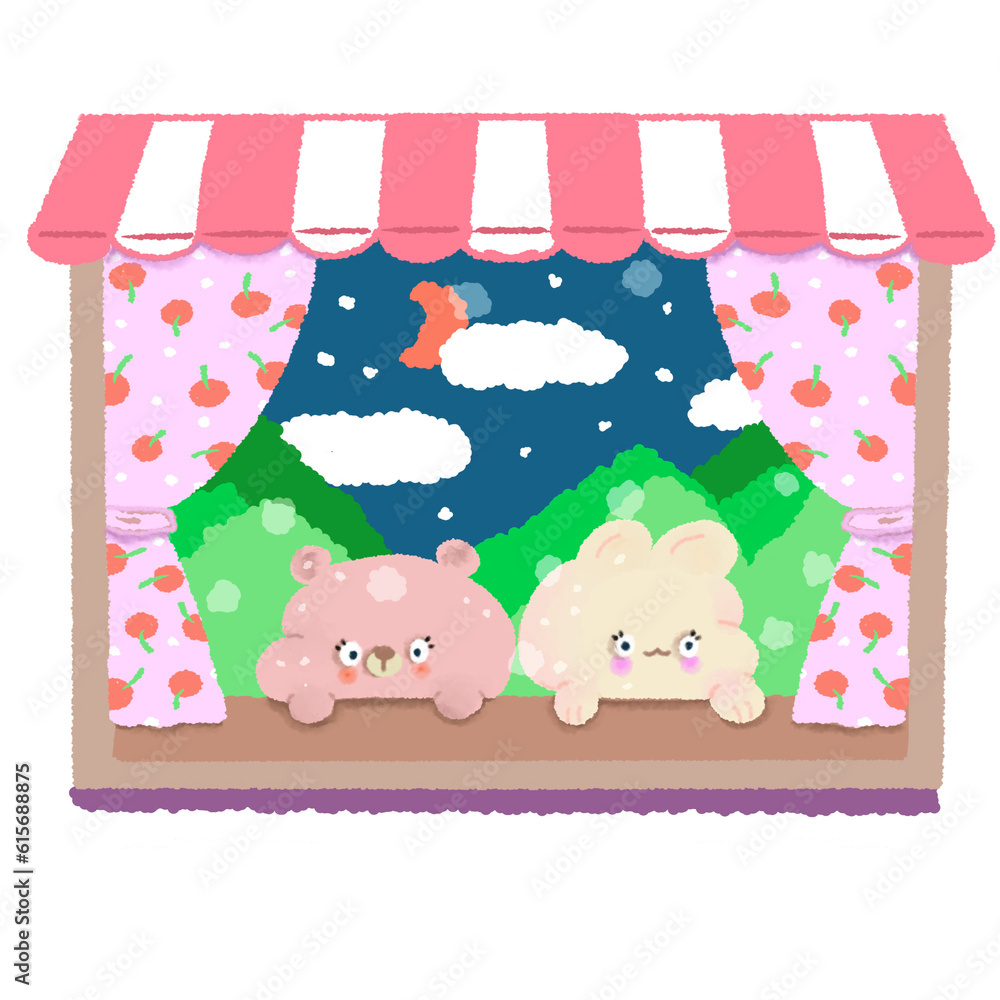 Various types of cute window character