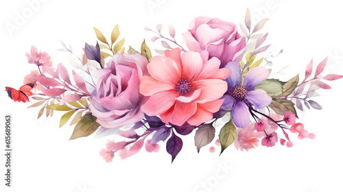 watercolor  pink carnation flowers. Generative Ai. 