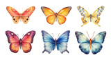 set of butterflies, watercolor. Generative Ai.  . Generative Ai. 