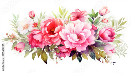Watercolor floral illustration. bouquet of flowers. Generative Ai. 