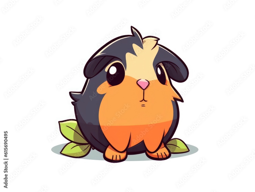 Guinea Pig in Cartoon Style on white background - generative AI Guinea Pig in Cartoon Style on white background - generative AI