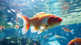 Realistic koi fish swimming underwater photography close up