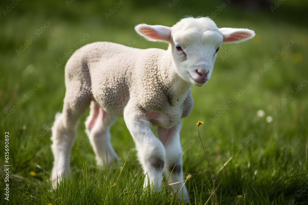 Obraz premium lamb on a meadow