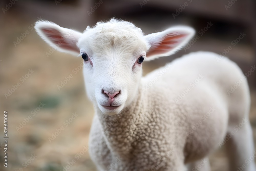 white lamb in the farm