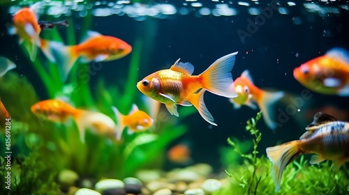 Photo of fish swimming in the aquarium, high quality.