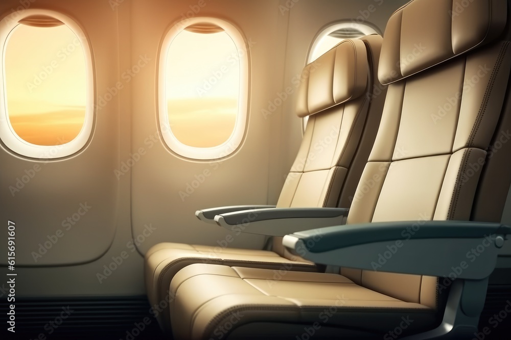 Fototapeta premium First class business luxury seats. Generative AI