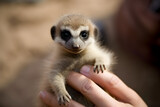 baby meerkat in hands