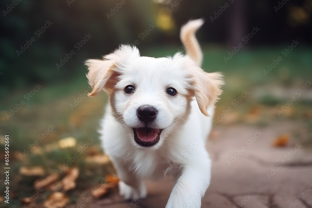 white puppy in the park