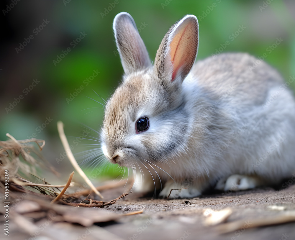 Fototapeta premium baby rabbit in the garden