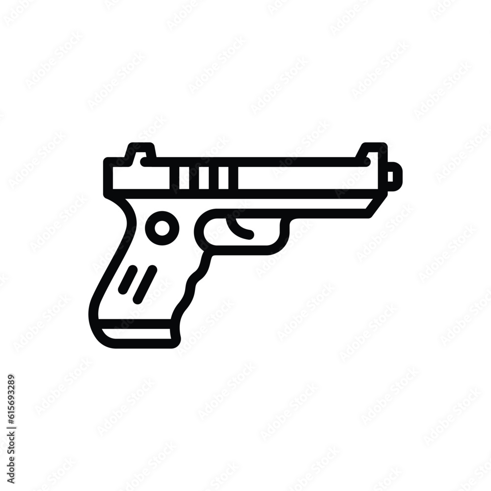 Black line icon for gun 