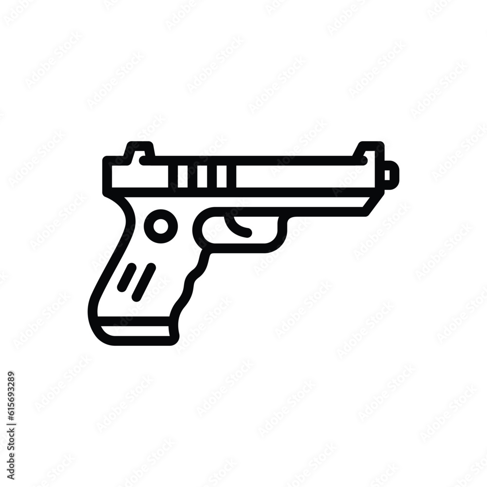 Black line icon for gun Black line icon for gun