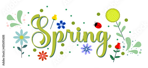 Vector of spring season with floral theme on white background