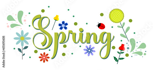 Vector of spring season with floral theme on white background
