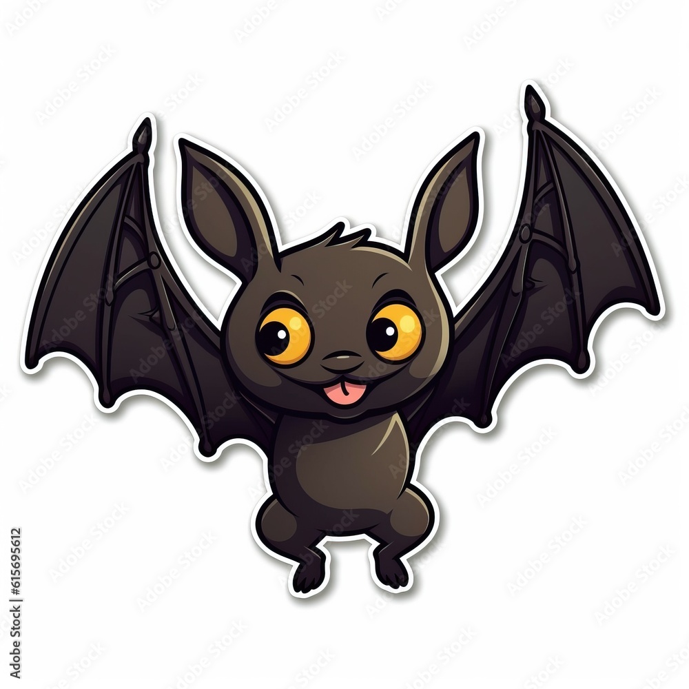 illustration of adorable cute bat cartoon isolated on white made with Generative AI illustration of adorable cute bat cartoon isolated on white made with Generative AI