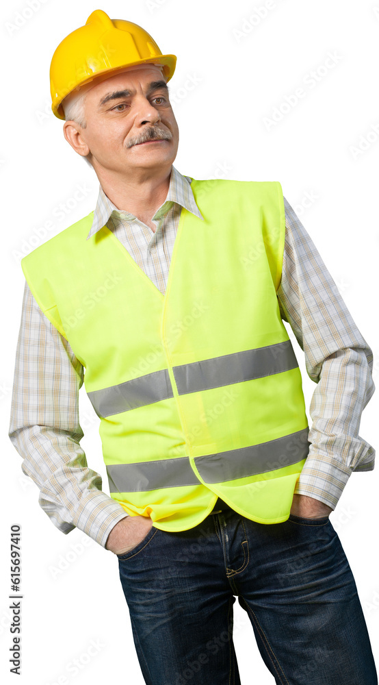 Builder Construction Worker man in yellow helmet Builder Construction Worker man in yellow helmet