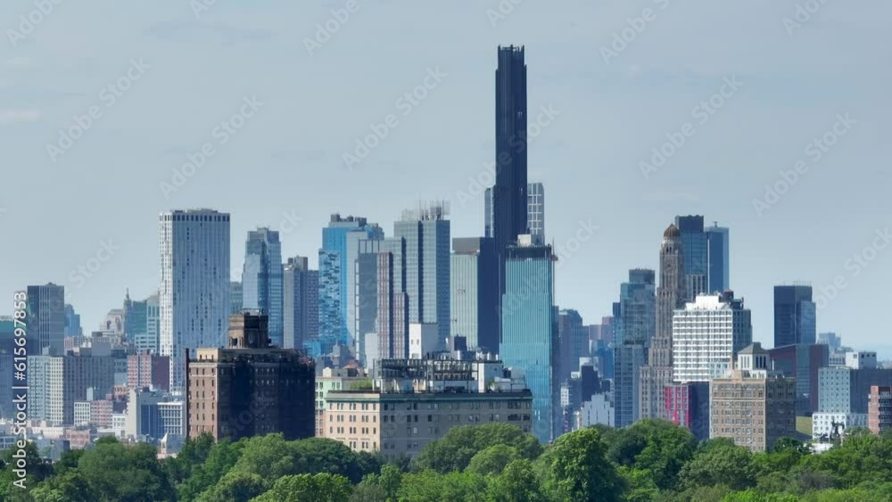 Aerial zoom lens shot of Brooklyn skyline. The Brooklyn Tower is the tallest building in Brooklyn, New York. Aerial zoom lens shot of Brooklyn skyline. The Brooklyn Tower is the tallest building in Brooklyn, New York.