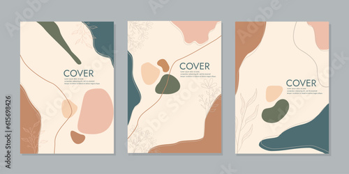 Nature theme book cover design. hand drawn botanical background. A4 size For notebooks, books, brochures, annuals, planners, , catalogs