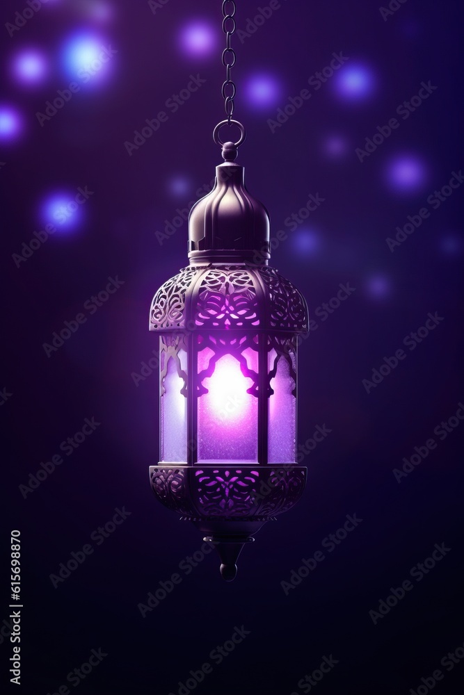 Illustration of an stunning arabic lantern with light exposure made with Generative AI Illustration of an stunning arabic lantern with light exposure made with Generative AI