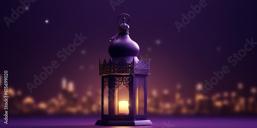 Illustration of an stunning arabic lantern with light exposure made with Generative AI