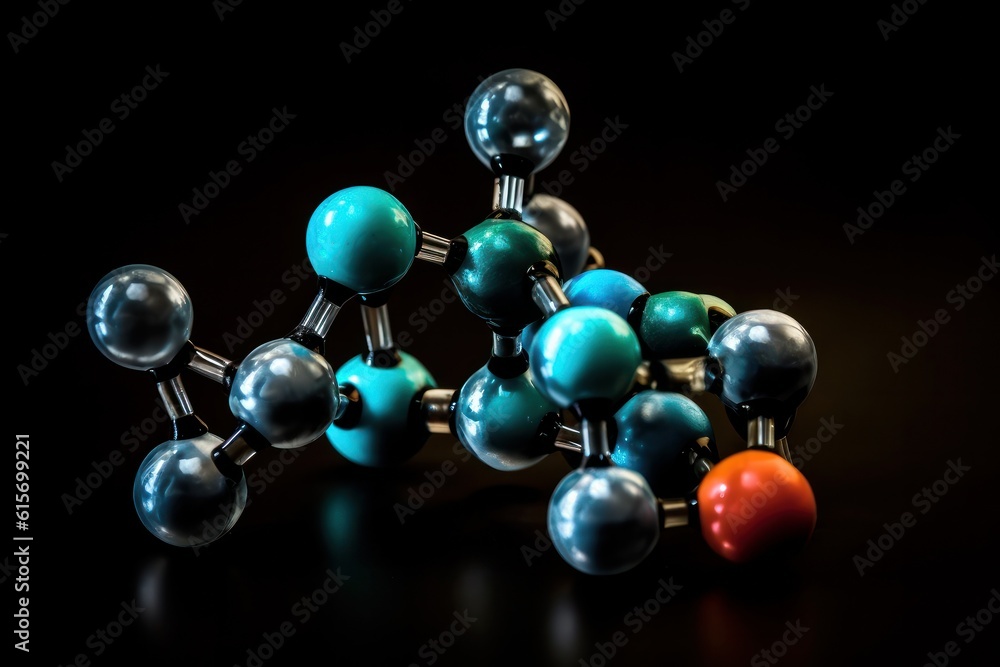 close up of Molecular structure model on black background. Science Molecule, Molecular DNA Model Structure, business teamwork concept close up of Molecular structure model on black background. Science Molecule, Molecular DNA Model Structure, business teamwork concept