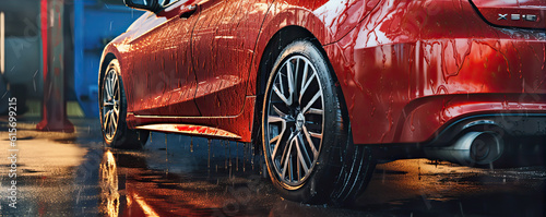 Fotografiet Car wash wide. generative ai