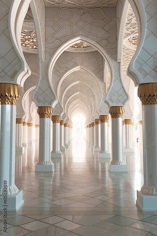 Fototapeta premium beautiful serene of luxurious mosque made with Generative AI