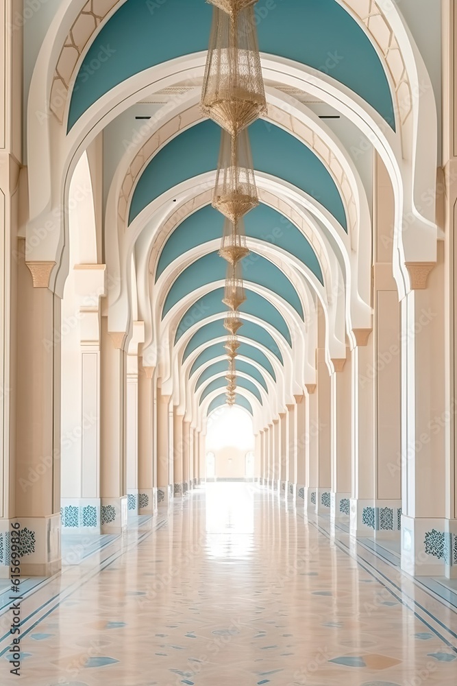 Fototapeta premium beautiful serene of luxurious mosque made with Generative AI