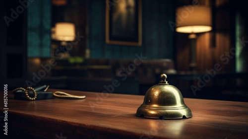 Canvastavla Hotel reception with bell. Generative AI