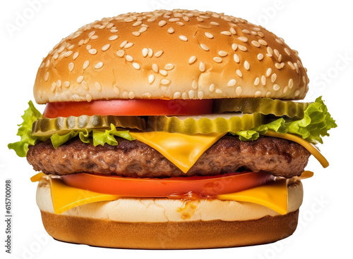 Cheeseburger isolated on white background, AI generative