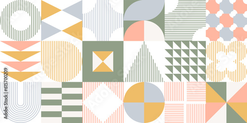 Geometric pattern tile. Simple aesthetic shape ornament. Modern abstract bauhaus seamless background. Square grid lines vector art. Neo geo poster. Shape geometry decorative wallpaper.