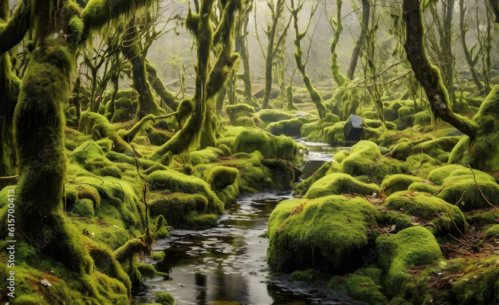 moss forest stream landscape