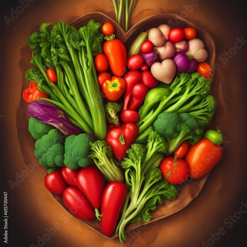 fresh vegetables , human heart madewith vejitables , fruits & vejitbales 