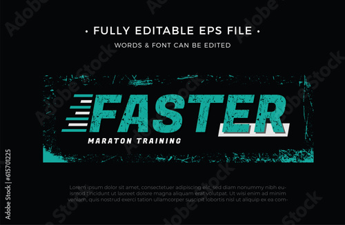 Vector faster tshirt design with text effect editable