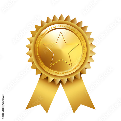gold medal with ribbon