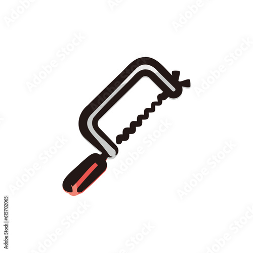 Hacksaw - Tool icon/illustration (Hand-drawn line, colored version)
