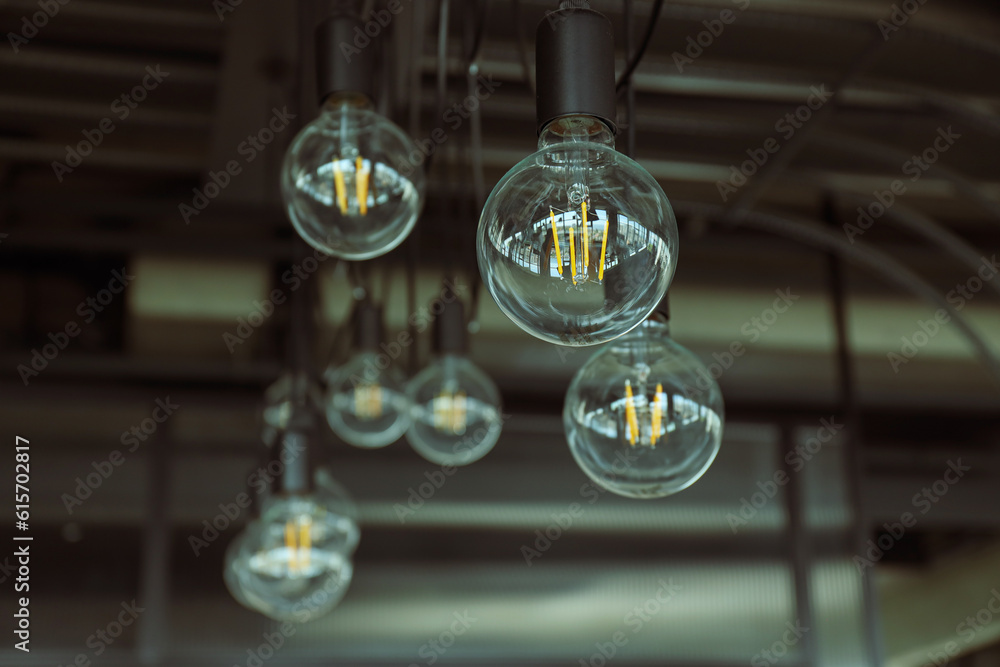 Edison lamps in the office, interior elements Edison lamps in the office, interior elements