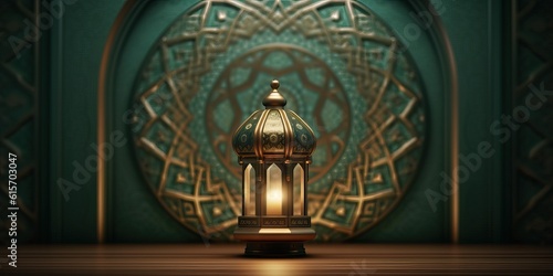 arabic lantern of ramadan celebration background illustration made with Generative AI