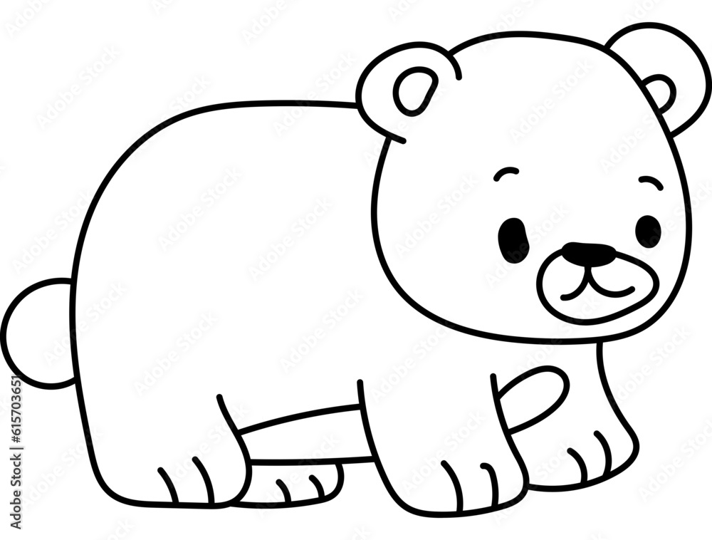 Obraz premium Cute Bear Character Coloring Page