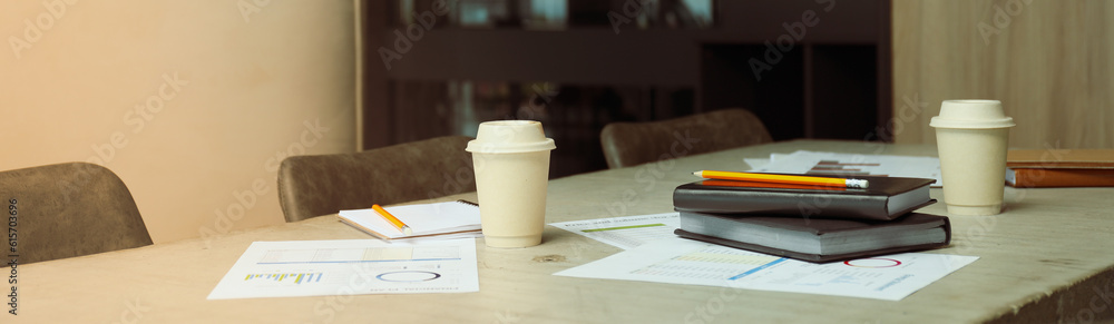 Cups of coffee on the table in the office
