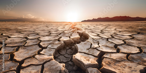 dried out landscape, desert, cracked ground - generative AI