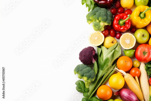 healthy white vegetable composition vegetarian food fruit green tomato background isolated. Generative AI.
