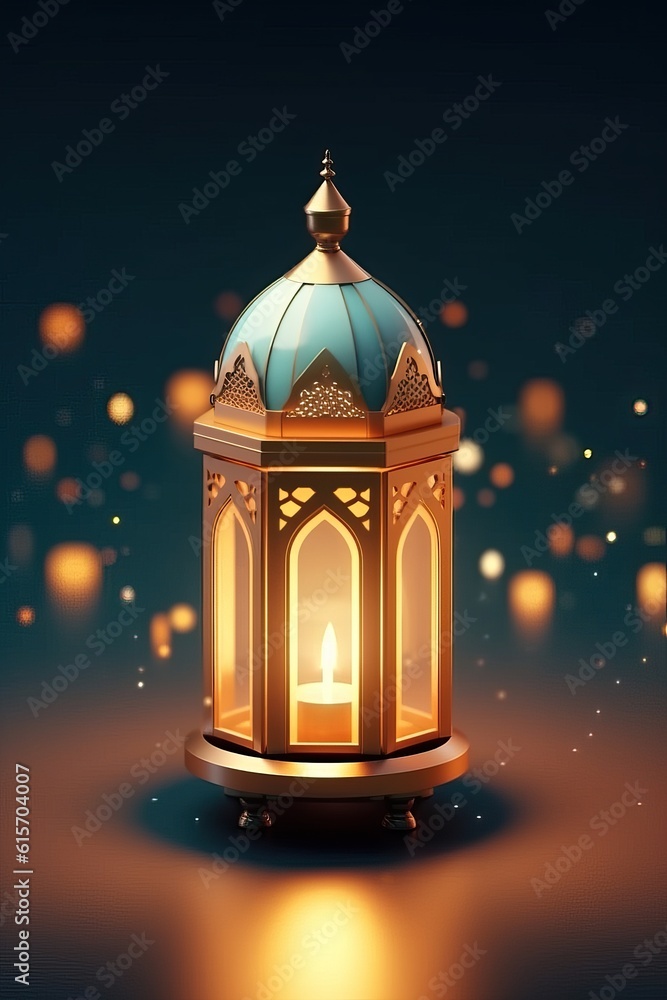 Fototapeta premium arabic lantern of ramadan celebration background illustration made with Generative AI