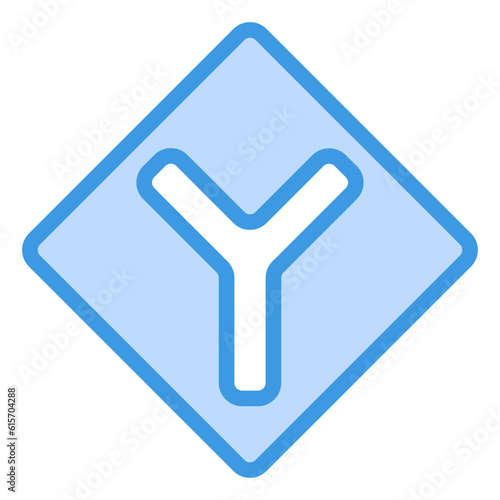 Y intersection icon in blue line style, use for website mobile app presentation