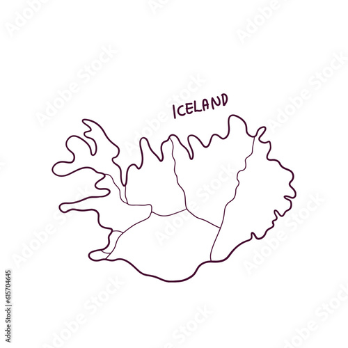 Hand Drawn Doodle Map Of Iceland. Vector Illustration