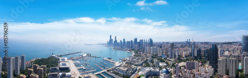 Aerospace Qingdao Coastline City Landscape Panorama Map © 昊 周