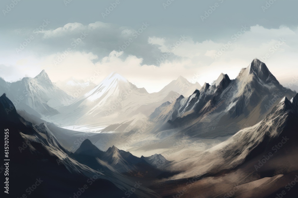 Mountain range art. Generate Ai