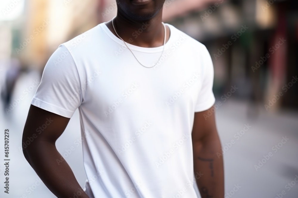 Man with white t-shirt front, mockup template for design print - Generative AI
Man with white t-shirt front, mockup template for design print - Generative AI